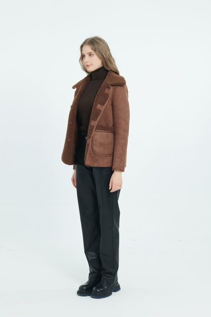 A042 - Manteau réversible sherpa Choco