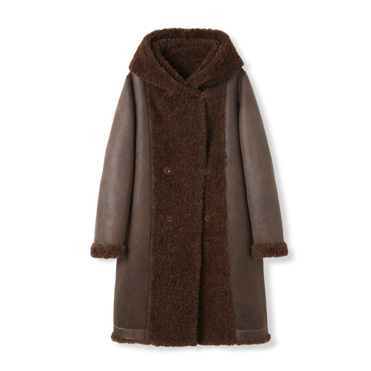 Manteau Réversible à Capuche en Fausse Fourrure - Choco