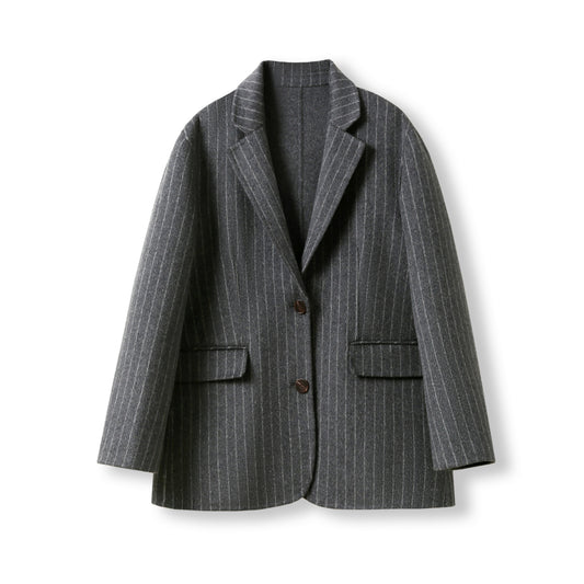 Blazer Manteau en Laine à Rayures