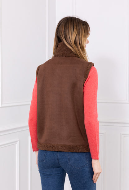 A049 - Gilet sans manches réversible en fausse fourrure Choco