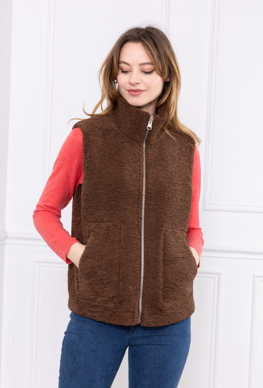 A049 - Gilet sans manches réversible en fausse fourrure Choco